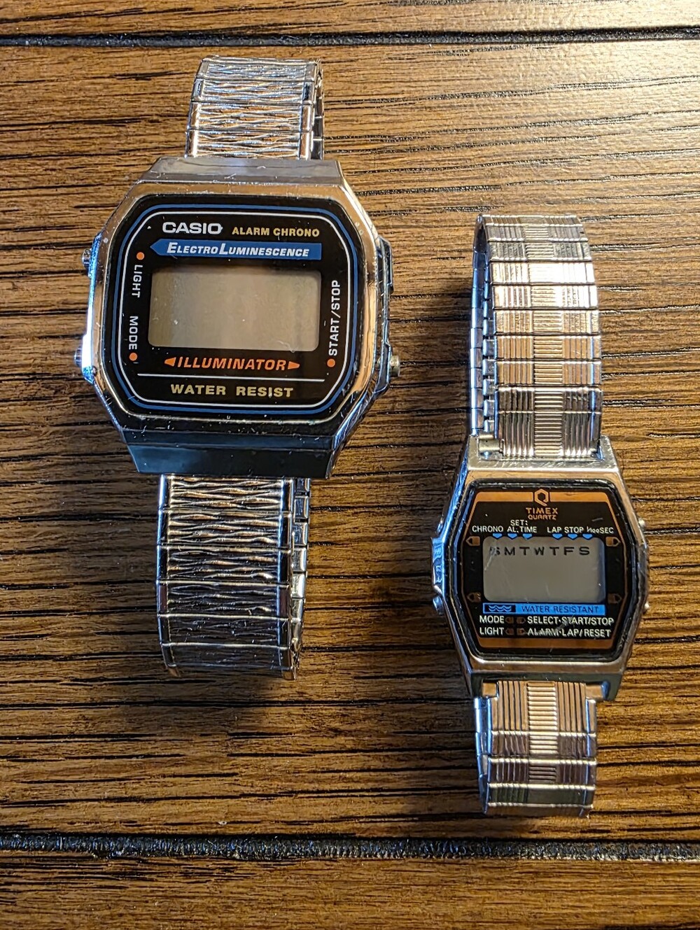 Set Of Vintage Casio Digital Illuminator And Timex K Cell Watches